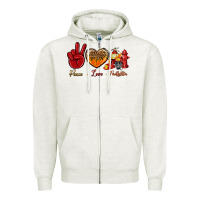Oatmeal Heather peace love firefighter Zipper Hoodie - NancyCooperArtShop