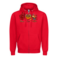 Red peace love firefighter Zipper Hoodie - NancyCooperArtShop