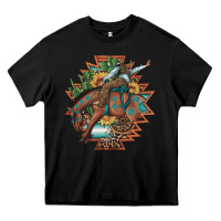 Black bucking bronco aztec shape background Heavy Core Tee - Artiststas