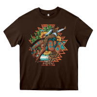 Chocolate Brown bucking bronco aztec shape background Heavy Core Tee - Artiststas
