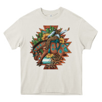 Cream bucking bronco aztec shape background Heavy Core Tee - Artiststas