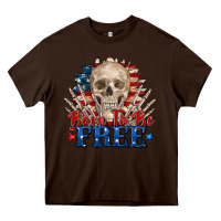 Chocolate Brown born to be free skeleton Heavy Core Tee - Zillion Design Studio