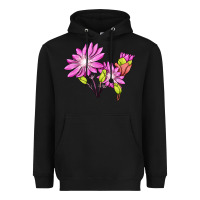 Black Bitterroot Flower Illustrations Heavyweight Hoodie - LillyAllenDesigns
