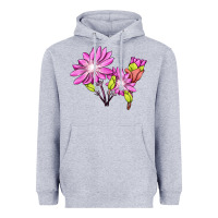 Heather Grey Bitterroot Flower Illustrations Heavyweight Hoodie - LillyAllenDesigns