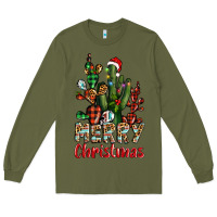 Army Green merry christmas cactus western Long Sleeve Tee - BarkalooDesign