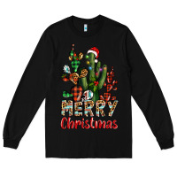 Black merry christmas cactus western Long Sleeve Tee - BarkalooDesign