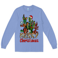 Colony Blue merry christmas cactus western Long Sleeve Tee - BarkalooDesign