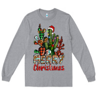 Heather Grey merry christmas cactus western Long Sleeve Tee - BarkalooDesign