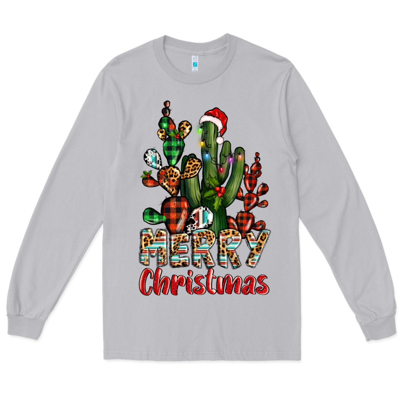 Merry Christmas Cactus Western Long Sleeve Tee by BarkalooDesign | Teevron