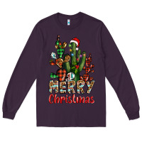 Plum merry christmas cactus western Long Sleeve Tee - BarkalooDesign