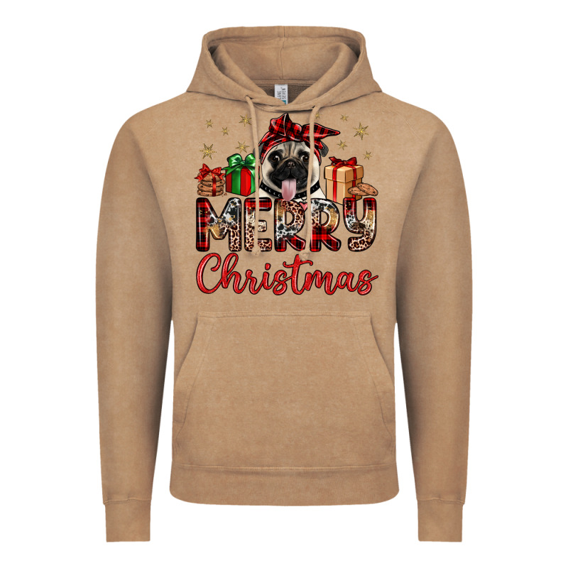Merry Christmas Pug Vintage Hoodie by JahusDesignShop | Teevron