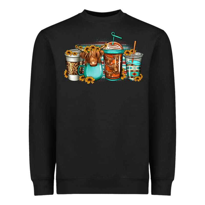 Longhaired Cow Coffee Cups Heavyweight Sweatshirt by Jasminsmagicworld | Teevron