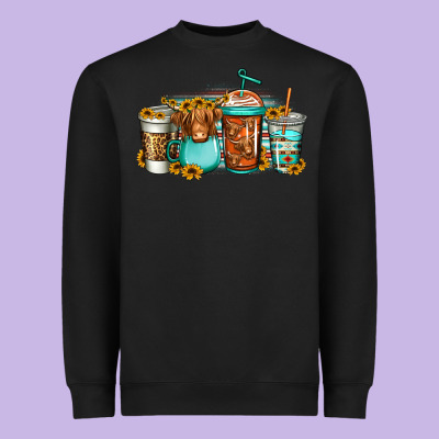 Longhaired Cow Coffee Cups Heavyweight Sweatshirt Designed By Jasminsmagicworld