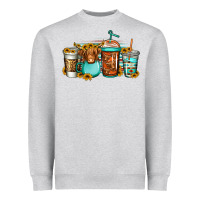 Heather Grey longhaired cow coffee cups Heavyweight Sweatshirt - Jasminsmagicworld
