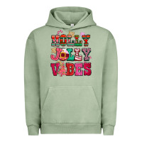 Pigment Oil Green holly jolly vibes pink christmas Urban Hoodie - CowGirlArtShop