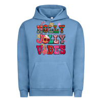 Pigment Pebble Blue holly jolly vibes pink christmas Urban Hoodie - CowGirlArtShop