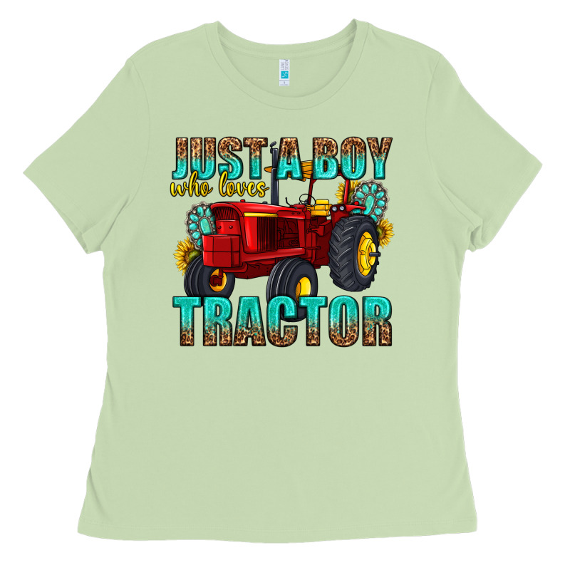 Just A Boy Who Loves Tractor Ladies Tee by texasbilliewilder | Teevron