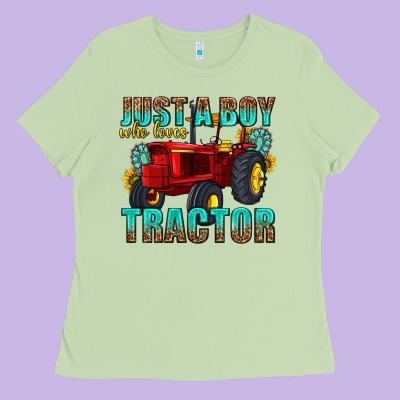 Ladies Tee just a boy who loves tractor