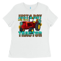 White just a boy who loves tractor Ladies Tee - texasbilliewilder