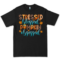 Black stressed blessed pumpkin obsessed Premium Tee - Zillion Design Studio