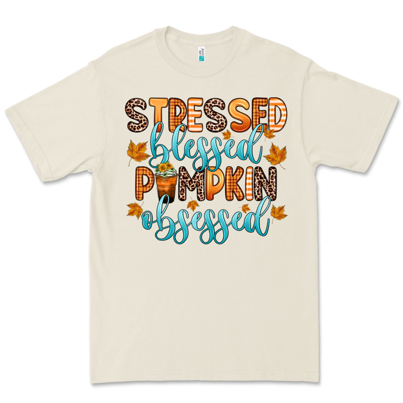 Stressed Blessed Pumpkin Obsessed Premium Tee by Zillion Design Studio | Teevron