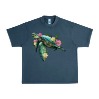 Midnight Navy sea turtle with lotus Urban Heavy Tee - Artiststas