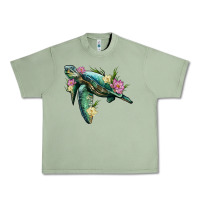 Sea Turtle With Lotus Urban Heavy Tee | Teevron
