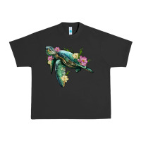 Pigment Black sea turtle with lotus Urban Heavy Tee - Artiststas