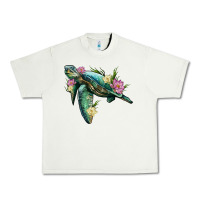 Pistachio sea turtle with lotus Urban Heavy Tee - Artiststas