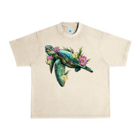 Sandshell sea turtle with lotus Urban Heavy Tee - Artiststas