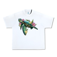 White sea turtle with lotus Urban Heavy Tee - Artiststas