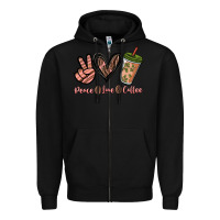 Black peace love coffee Zipper Hoodie - NancyCooperArtShop