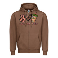 Chestnut peace love coffee Zipper Hoodie - NancyCooperArtShop