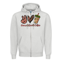 Dove Grey peace love coffee Zipper Hoodie - NancyCooperArtShop