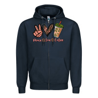 Navy peace love coffee Zipper Hoodie - NancyCooperArtShop