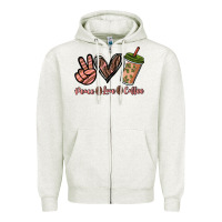 Oatmeal Heather peace love coffee Zipper Hoodie - NancyCooperArtShop