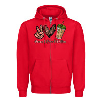 Red peace love coffee Zipper Hoodie - NancyCooperArtShop