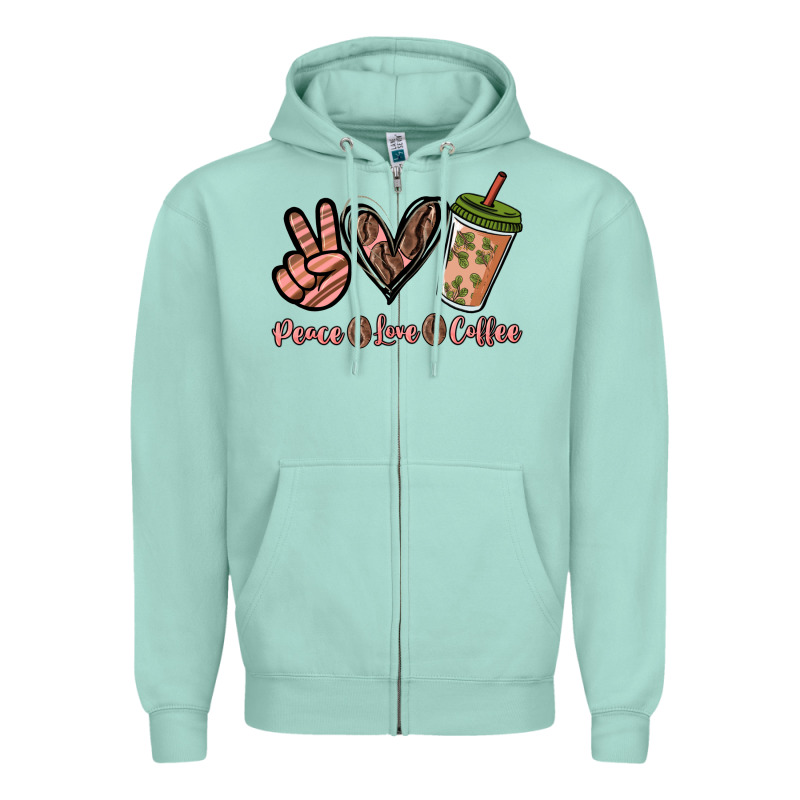 Peace Love Coffee Zipper Hoodie by NancyCooperArtShop | Teevron