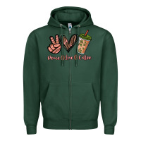 Sports Green peace love coffee Zipper Hoodie - NancyCooperArtShop