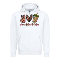 White peace love coffee Zipper Hoodie - NancyCooperArtShop