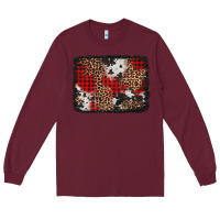 Burgundy distressed cowhide leopard christmas background Long Sleeve Tee - Jasminsmagicworld