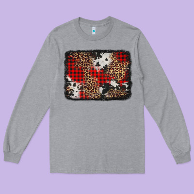 Distressed Cowhide Leopard Christmas Background Long Sleeve Tee Designed By Jasminsmagicworld