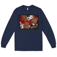 Navy distressed cowhide leopard christmas background Long Sleeve Tee - Jasminsmagicworld