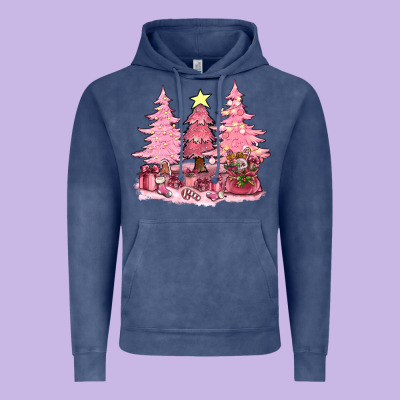 Pink Christmas Trees With Gift Box Bbs Vintage Hoodie Designed By Bundleandbundleshop