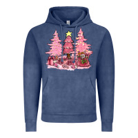 Vintage Denim pink christmas trees with gift box bbs Vintage Hoodie - BundleAndBundleShop