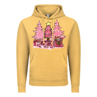 Vintage Mustard pink christmas trees with gift box bbs Vintage Hoodie - BundleAndBundleShop