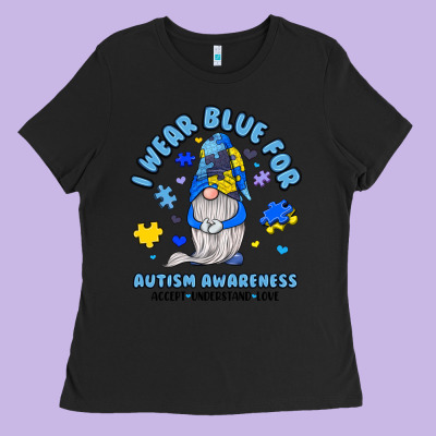 I Wear Blue For Autism Awareness Ladies Tee Designed By Jahusdesignshop