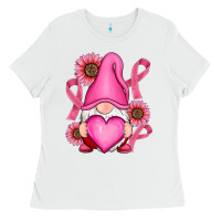 White Breast Cancer gnomes Ladies Tee - RanaPortraitStore