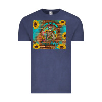 Vintage Denim i hate everyone but coffee helps western skeleton coffee sunflowers Vintage Tee - Artiststas