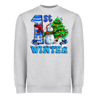 Heather Grey first winter with snowman Heavyweight Sweatshirt - AdoDesignShop
